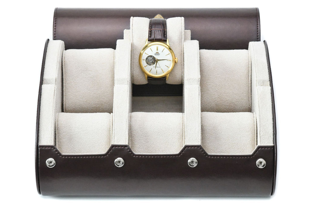 6 Watch Case - Espresso Brown (Ivory White)