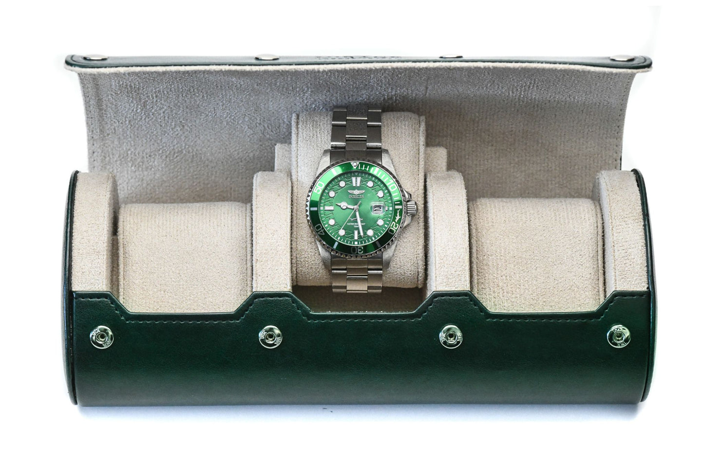 3 Watch Case - Royal Green (Ivory White)