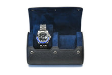 Load image into Gallery viewer, Sable Black Saffiano Leather Watch Roll Case - 2 Watches
