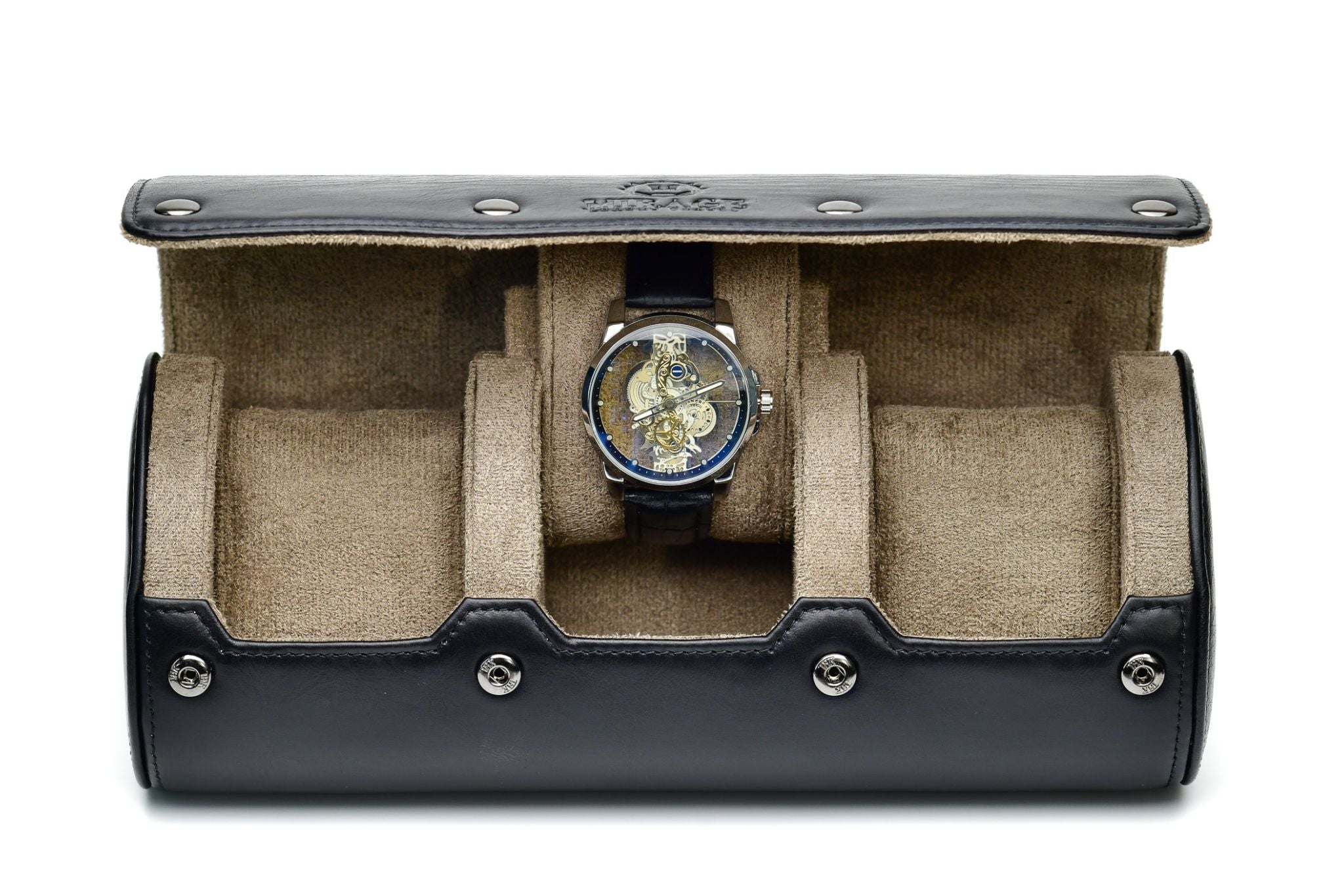 3 Watch Travel Case / Roll - Super Black • online Mirage Luxury Travel