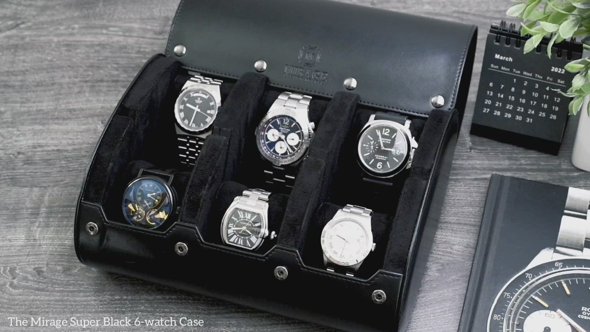 3 Watch Travel Case / Roll - Super Black • online Mirage Luxury Travel