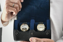 Load image into Gallery viewer, black leather watch travel case
