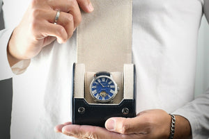 blue dial watch travel case