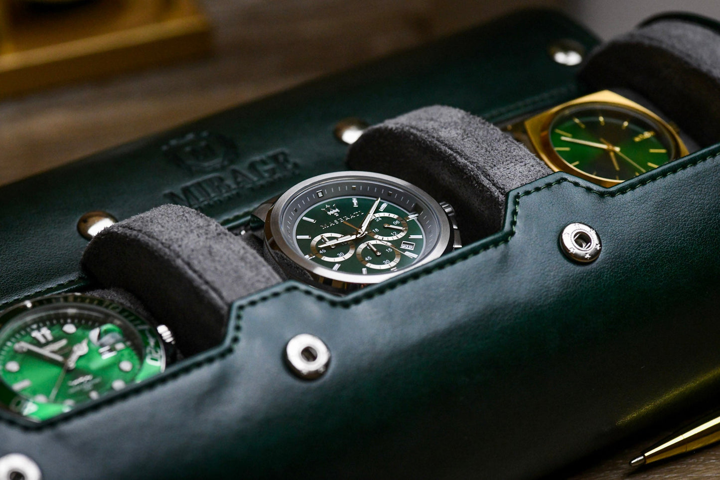 3 Watch Case - Royal Green