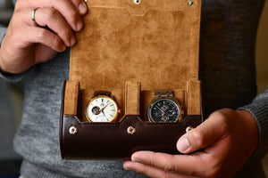 espresso brown watch roll case